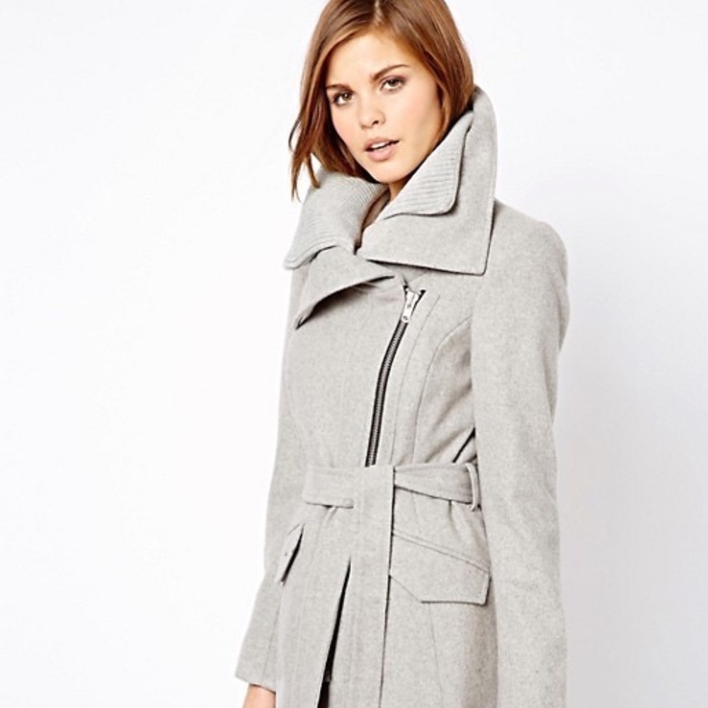 ASOS Warehouse Rib Collar Biker Coat | Size 6